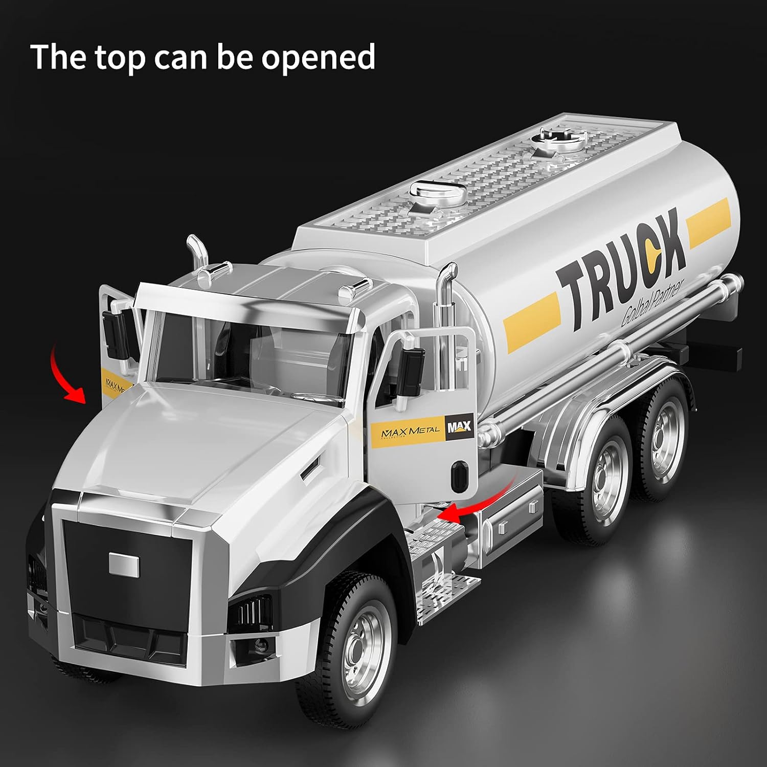 TEMI 3 Pack of Diecast City Transport Vehicles, Garbage, Tanker, Express Delivery, 1/50 Scale Metal Collectible Models With Opening Doors for Boys and Girls-5