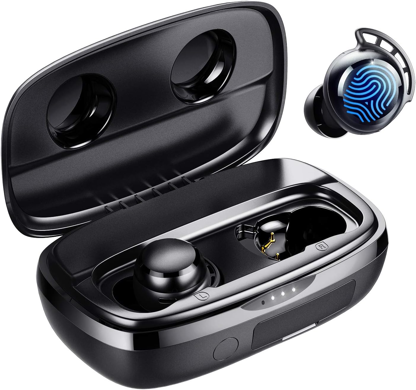 Tribit Wireless Earbuds, 110H Playtime Bluetooth 5.3 IPX8 Waterproof Touch Control True Wireless Bluetooth Earbuds with Mic Earphones in-Ear Deep Bass Built-in Mic Bluetooth Headphones, FlyBuds 3-0