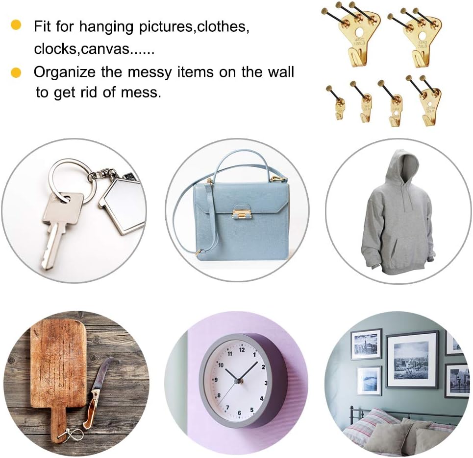 125 pcs Picture Hangers, Heavy Duty Picture Hanging Kit with Nails, Professional Picture Hanging Kit on Wooden/Drywall for Canvas, Office Pictures, Clock, House Decoration, Holds 10-100 lbs-4