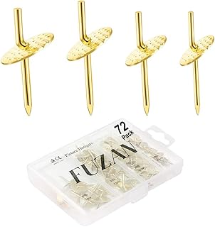 72 pcs Picture Hangers with 10-60lbs, 4 Different Size Picture Hangers, Iron Alloy Nail Hooks, Plaster Picture Hanging Kit on Wooden/Drywall Hanging Hardware for Clock, Mirror, Jewelry