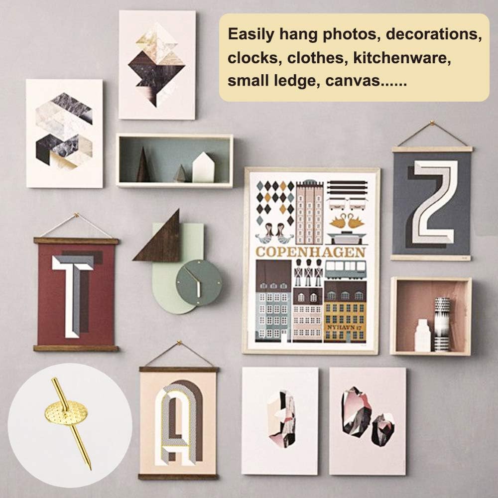 72 pcs Picture Hangers with 10-60lbs, 4 Different Size Picture Hangers, Iron Alloy Nail Hooks, Plaster Picture Hanging Kit on Wooden/Drywall Hanging Hardware for Clock, Mirror, Jewelry-2