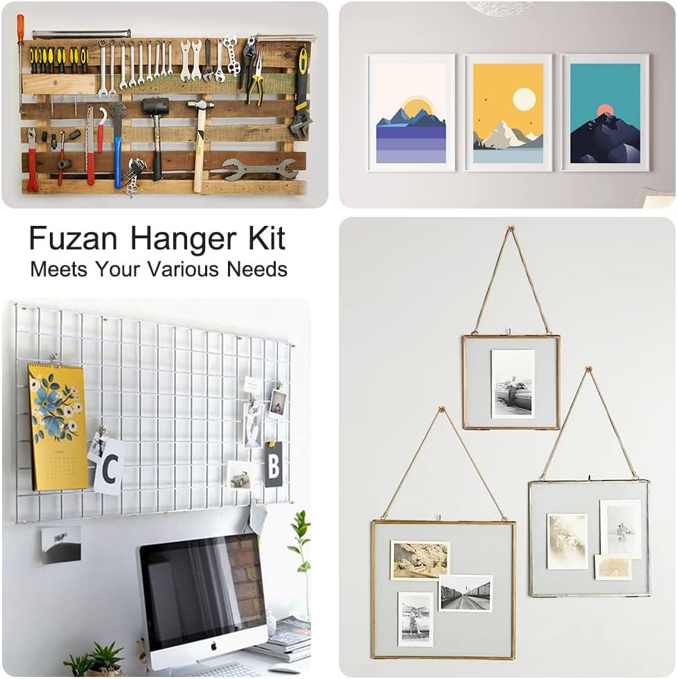 72 pcs Picture Hangers with 10-60lbs, 4 Different Size Picture Hangers, Iron Alloy Nail Hooks, Plaster Picture Hanging Kit on Wooden/Drywall Hanging Hardware for Clock, Mirror, Jewelry-4