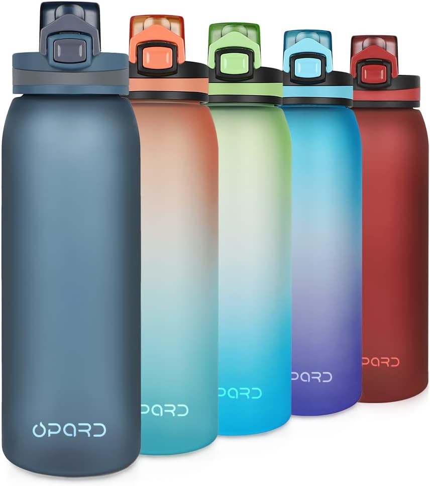 Opard 30oz Sports Water Bottle with Leak Proof Flip Top Lid BPA Free Tritan Reusable Plastic for Gym and Outdoor-0