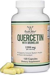 Quercetin with Bromelain - 120 Count (1,200mg Servings) Immune Health Capsules - Supports Healthy Immune Functions in Men and Women (Vegan Safe, Third Party Tested, Gluten Free) by Double Wood