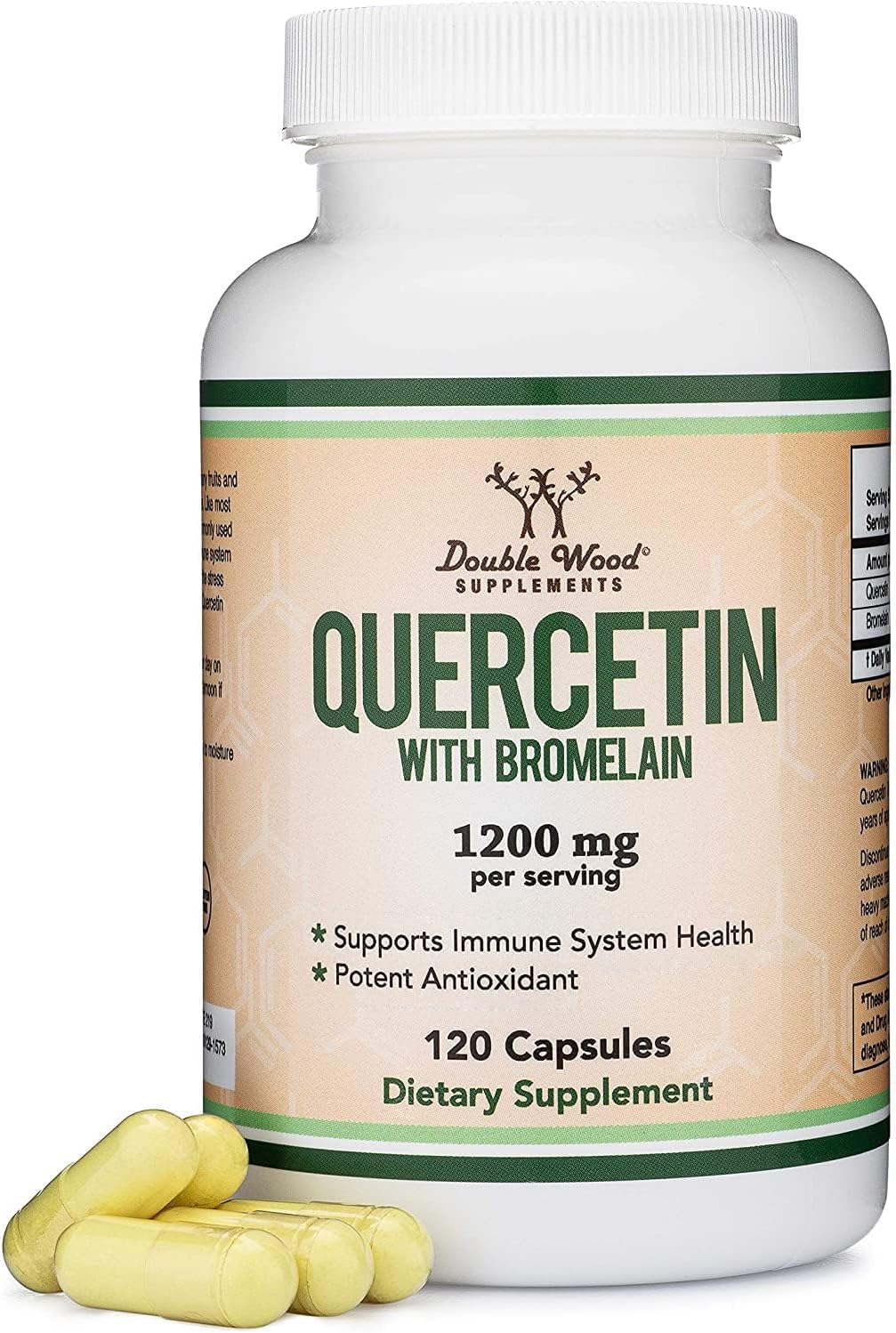 Quercetin with Bromelain - 120 Count (1,200mg Servings) Immune Health Capsules - Supports Healthy Immune Functions in Men and Women (Vegan Safe, Third Party Tested, Gluten Free) by Double Wood-0