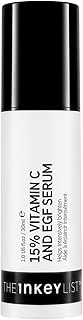 The INKEY List 15% Vitamin C + EGF Serum, Illuminate and Regenerate Dull Skin, Improve Skin Elasticity, 1.0 fl oz