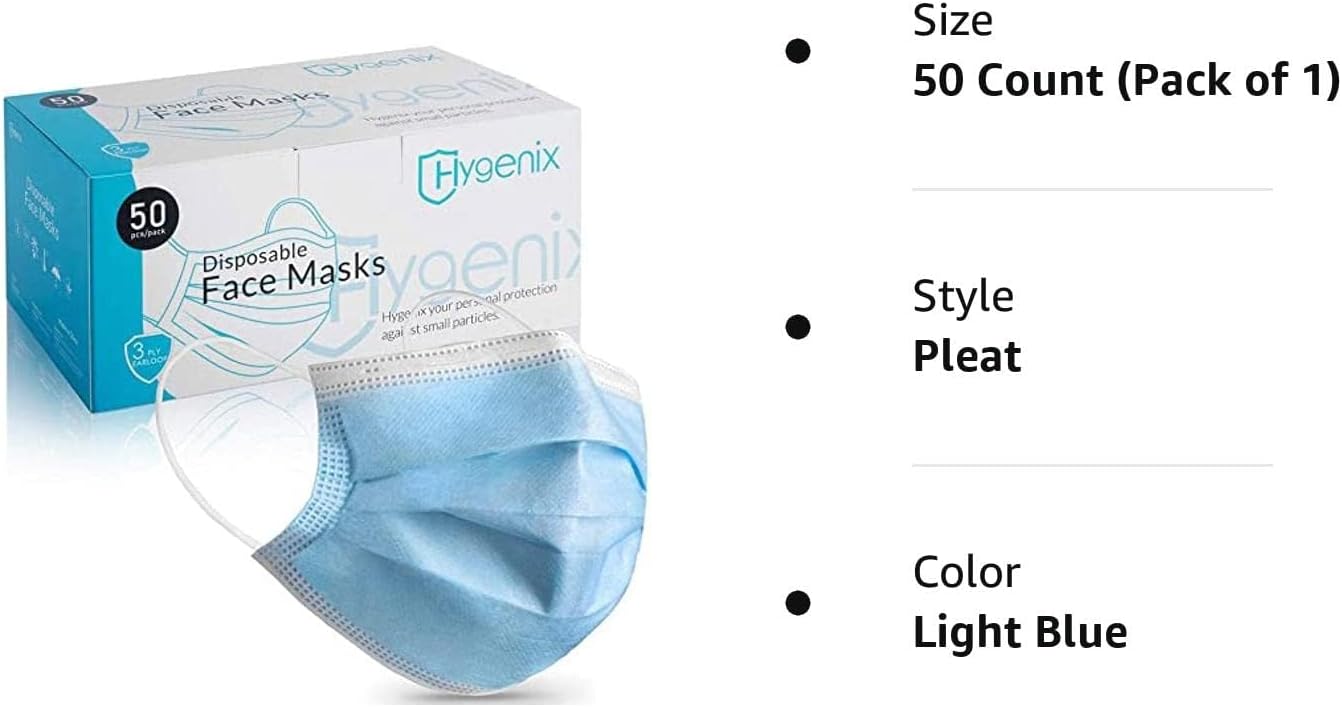 Hygenix 3ply Disposable Face Masks PFE 99% Filter Quality Tested by a US lab (Pack of 50 Pcs)-6