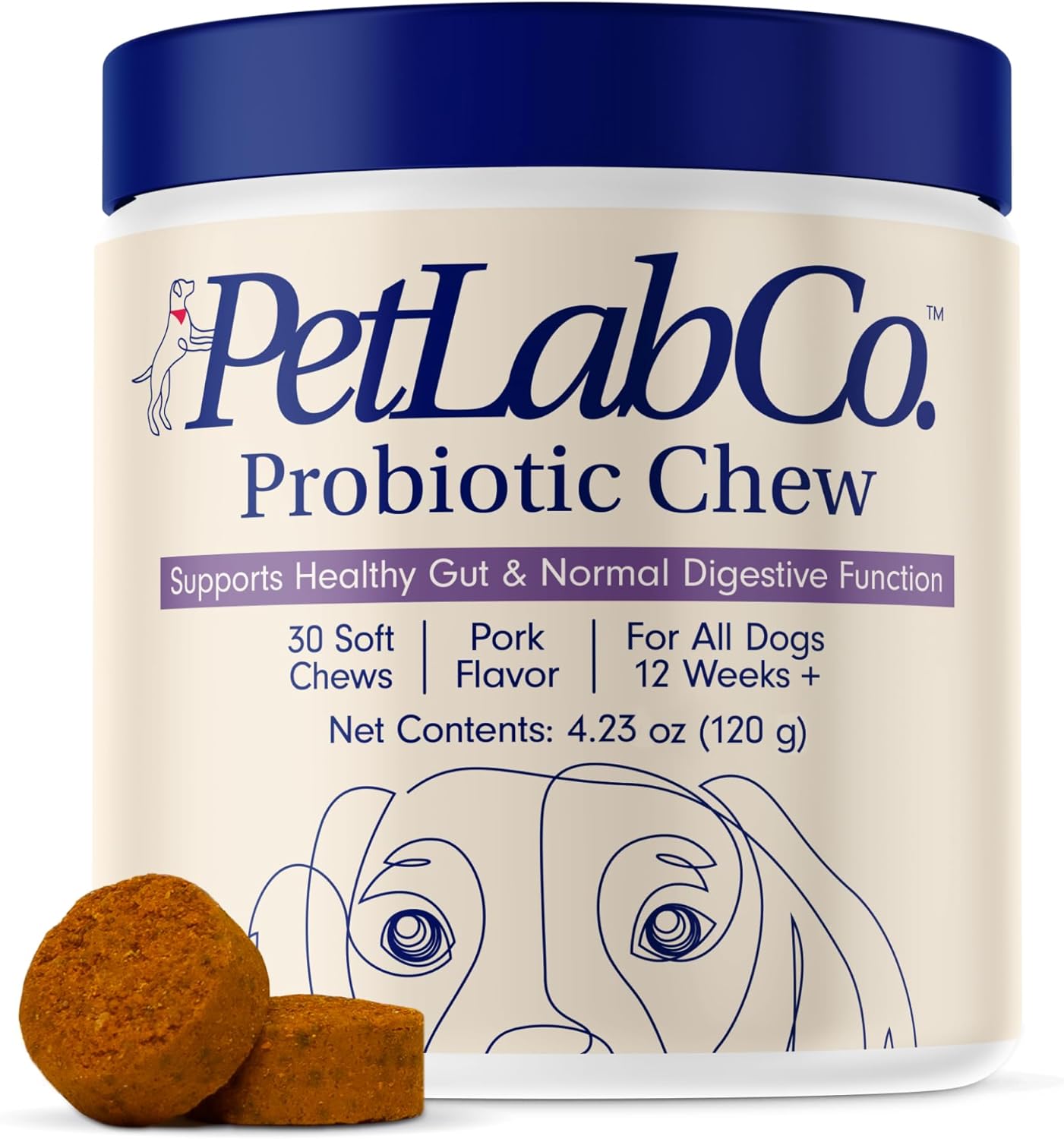 PetLab Co. Probiotics for Dogs, Support Gut Health, Diarrhea, Digestive Health & Seasonal Allergies - Pork Flavor - 30 Soft Chews - Packaging May Vary-0