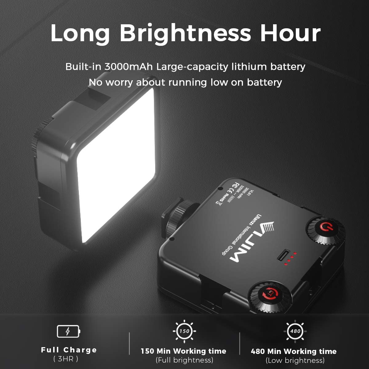 VL-81 LED Video Light w Softbox, Portable Light for Photography Cold Shoe On-Camera Video Lights CRI95+ 3200K-5600K Bi-Color 3000mAh Rechargeable Dimmable Vlog Light for DSLR Camera Gopro-3