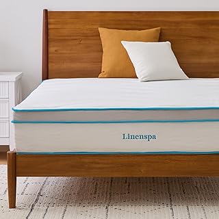 Linenspa 12 Inch Memory Foam and Spring Hybrid Mattress - Medium Plush Feel - Bed in a Box - Pressure Relief and Adaptive Support - Breathable - Cooling - Primary Bedroom - Queen Size