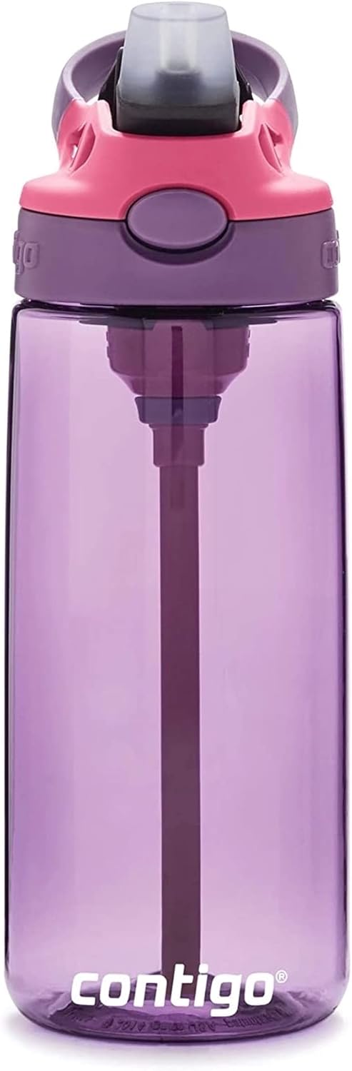 Contigo Aubrey Kids 20oz Cleanable Water Bottle with Silicone Straw, Spill-Proof Lid, Eggplant - Dishwasher Safe and Ideal for Everyday Use-3