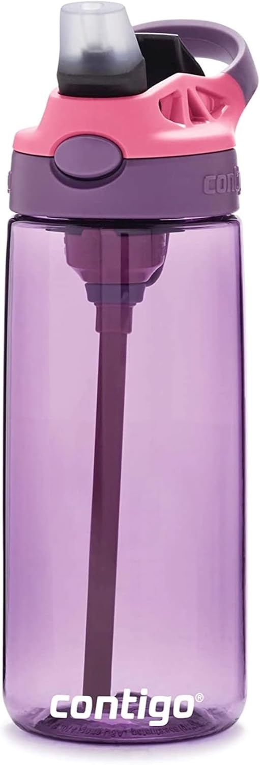 Contigo Aubrey Kids 20oz Cleanable Water Bottle with Silicone Straw, Spill-Proof Lid, Eggplant - Dishwasher Safe and Ideal for Everyday Use-4