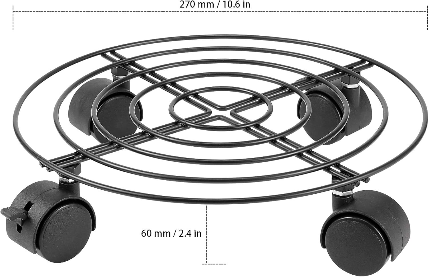 KEILEOHO 3 Pack 10.6 Inches Metal Plant Caddy with Wheels, Heavy Duty Plant Caddy Stands, Rolling Plant Stand for Indoor, Outdoor, Garden, House, Black-1