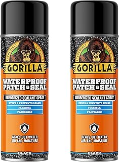 Gorilla Waterproof Patch & Seal Rubberized Sealant Spray; Black; 16oz (Pack of 2)