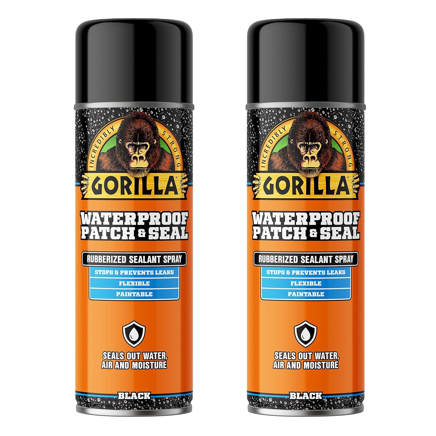 Gorilla Waterproof Patch & Seal Rubberized Sealant Spray; Black; 16oz (Pack of 2)-0