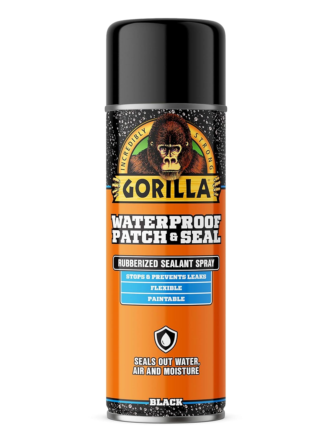 Gorilla Waterproof Patch & Seal Rubberized Sealant Spray; Black; 16oz (Pack of 2)-1