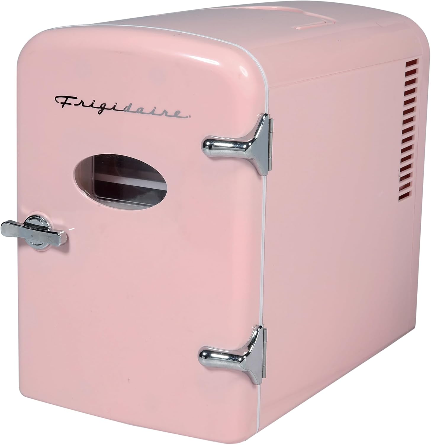 Frigidaire EFMIS175 Retro 9-Can Mini Personal Fridge Portable Cooler for Car, Office, Bedroom, Dorm Room, or Cabin, 11.8"D x 7.1"W x 10.1"H, Pink-0