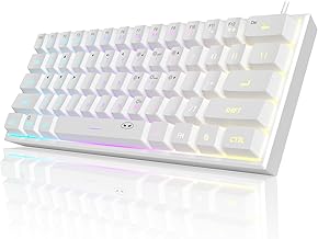 MageGee Mini 60% Gaming Keyboard, Upgrade RGB Backlit 61 Key Ultra-Compact Keyboard, TS91 Ergonomic Waterproof Mechanical Feeling Office Computer Keyboard for PC, MAC, PS4, Xbox ONE Gamer(White)