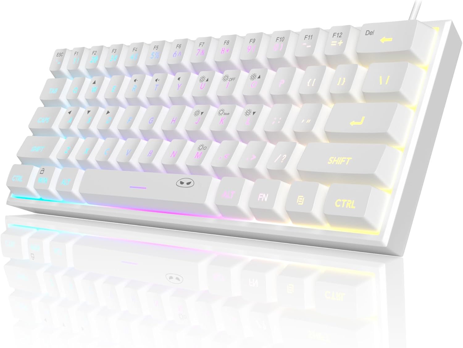 MageGee Mini 60% Gaming Keyboard, Upgrade RGB Backlit 61 Key Ultra-Compact Keyboard, TS91 Ergonomic Waterproof Mechanical Feeling Office Computer Keyboard for PC, MAC, PS4, Xbox ONE Gamer(White)-0