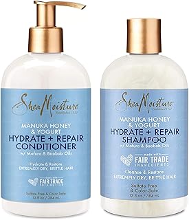 SheaMoisture Hydrate & Repair conditioner For Damaged Hair Manuka Honey & Yogurt Shea Butter Shampoo and Conditioner 13 Fl.oz