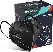 HALIDODO Individually Wrapped, 60 Packs KN95 Face Mask, 5-Ply Breathable Comfortable Safety Mask with Over 95% Filtering(Black)