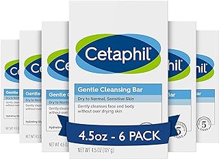 CETAPHIL Gentle Cleansing Bar, 4.5 oz Bar (Pack of 6), Nourishing Cleansing Bar For Dry, Sensitive Skin, Non-Comedogenic, (Packaging May Vary)