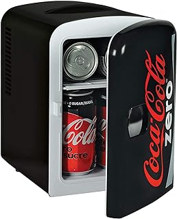 Coca-Cola Mini Fridge for Bedroom Skincare Office Dorm 4L Cooler Warmer 6 Can Small Refrigerator Personal Travel Mini Fridge for Snacks Drinks Fridge 12V DC 110V AC Mini Fridge