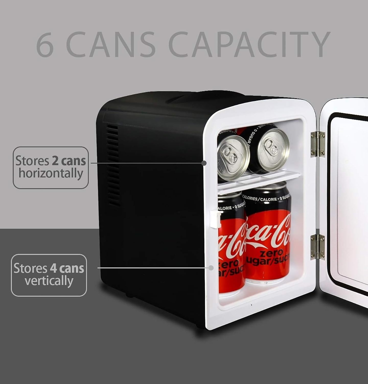 Coca-Cola Mini Fridge for Bedroom Skincare Office Dorm 4L Cooler Warmer 6 Can Small Refrigerator Personal Travel Mini Fridge for Snacks Drinks Fridge 12V DC 110V AC Mini Fridge-4