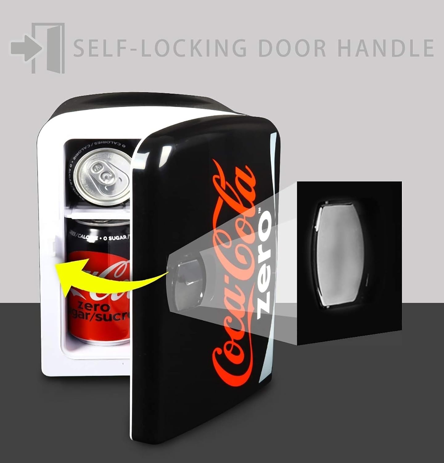 Coca-Cola Mini Fridge for Bedroom Skincare Office Dorm 4L Cooler Warmer 6 Can Small Refrigerator Personal Travel Mini Fridge for Snacks Drinks Fridge 12V DC 110V AC Mini Fridge-6