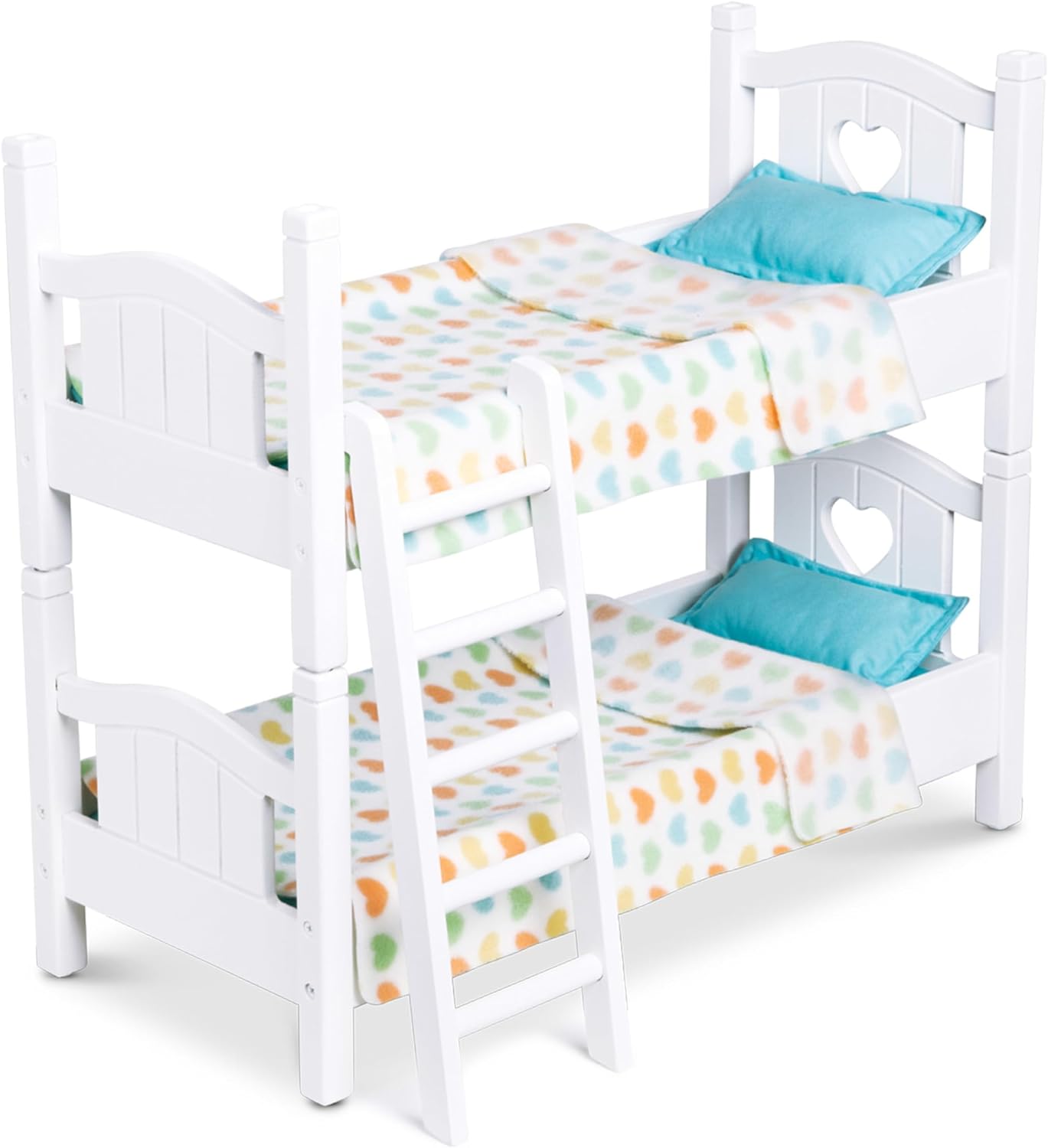 Melissa & Doug Mine to Love Wooden Play Bunk Bed for Dolls up to 18 inches-Stuffed Animals - White (2 Beds, 17.4”H x 9.1”W x 20.7”L Assembled and Stacked)-0