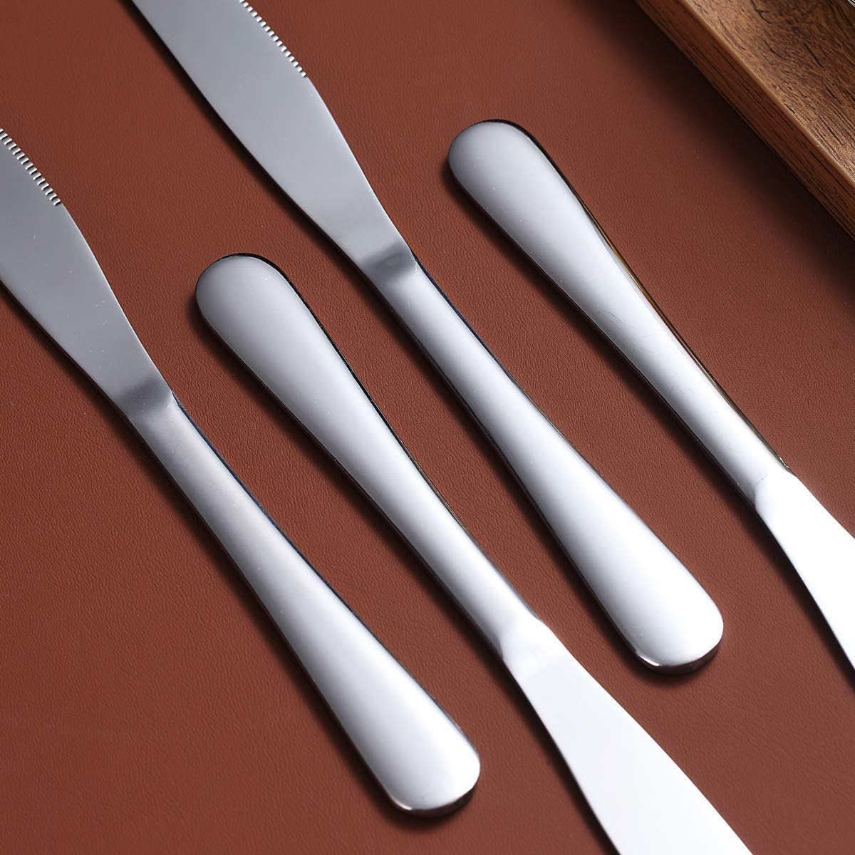 Dinner Knives Set Of 6, Berglander Stainless Steel Shiny Mirror Dinner Knife, Butter Knife Spreader Table Knives Sturdy And Dishwasher Safe-3