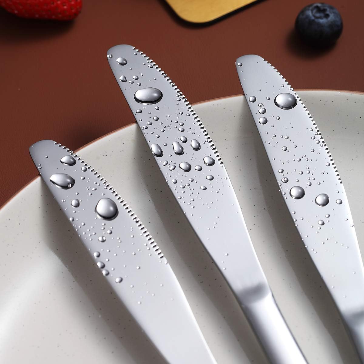 Dinner Knives Set Of 6, Berglander Stainless Steel Shiny Mirror Dinner Knife, Butter Knife Spreader Table Knives Sturdy And Dishwasher Safe-6