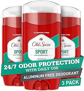 Old Spice Aluminum Free Deodorant for Men, High Endurance Sport Scent, 24/7 Odor Protection, 3 oz (Pack Of 3)