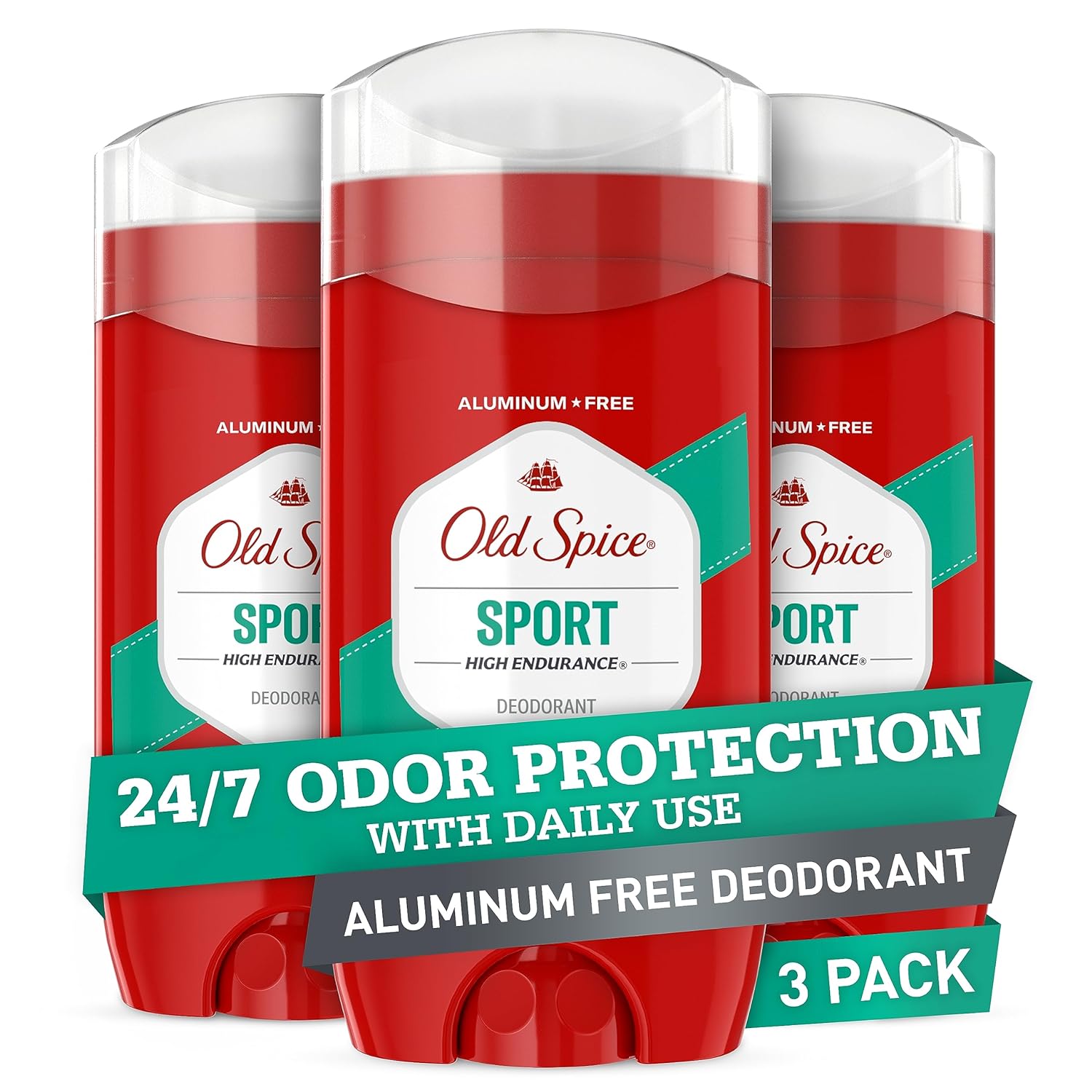 Old Spice Aluminum Free Deodorant for Men, High Endurance Sport Scent, 24/7 Odor Protection, 3 oz (Pack Of 3)-0