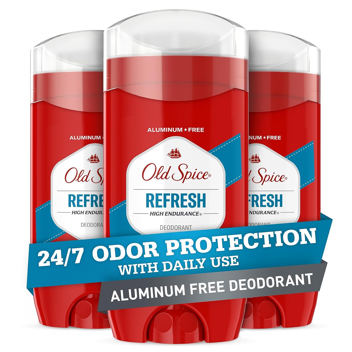 Old Spice High Endurance Deodorant for Men, Aluminum Free, 24/7 Odor Protection, Refresh Scent, 3 oz (Pack of 3)-0