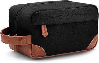 Vorspack Toiletry Bag Hanging Dopp Kit for Men Water Resistant Canvas Shaving Bag with Large Capacity for Travel- Black