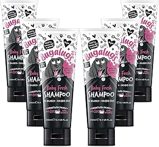 BUGALUGS Baby Fresh Dog Shampoo Dog Grooming Shampoo Products for Smelly Dogs with Baby Powder Scent, Best Puppy Shampoo Baby Fresh, Shampoo Conditioner, Vegan pet Shampoo Professional… (6X 250ml)