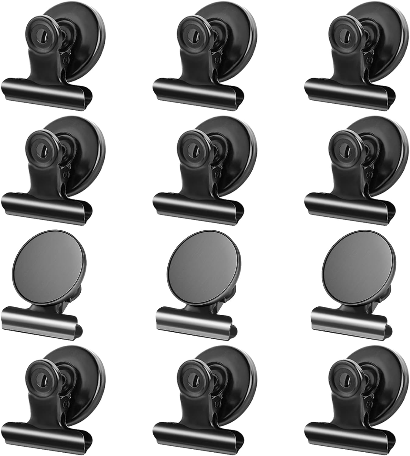 12pack Fridge Magnets Refrigerator Magnets Magnetic Clips Heavy Duty Detailed List Display Paper Fasteners on Home& Office& Teaching (Black, 12)-0