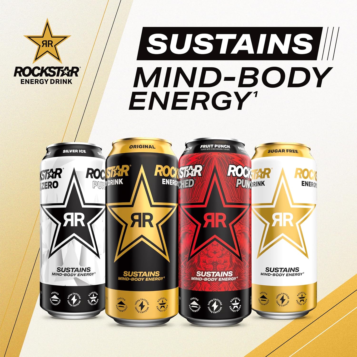 Rockstar Pure Zero Energy Drink, Tangerine Mango Guava Strawberryh, 0 Sugar, with Caffeine and Taurine, 16 Fl Oz (Pack of 12) (Packaging May Vary)-3