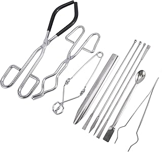 Scientific Labwares Lab Tools Starter Kit, Includes Crucible Beaker Tongs Lab Spatula Scoop Spoon Test Tube Clamps Sterilizer Forceps Tweezers