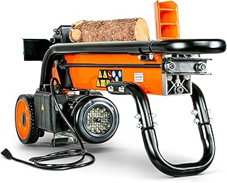 SuperHandy Log Splitter Electric Portable 6 Ton Ram System 1-3/4eHP 15Amp 1500Watt Motor Horizontal Full Beam with Steel Wedge for Fire Wood Splitting Forestry Harvesting