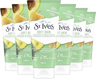 St. Ives Soft Skin Face Scrub, Avocado & Honey Moderate Exfoliator For Soft, Smooth Skin, Oil-free Facial Scrub Made with 100% Natural Exfoliants, 6 oz, 6 Pack