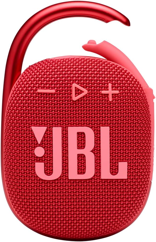 JBL Clip 4 - Portable Mini Bluetooth Speaker, big audio and punchy bass, integrated carabiner, IP67 waterproof and dustproof, 10 hours of playtime, speaker for home, outdoor and travel (Red)-0