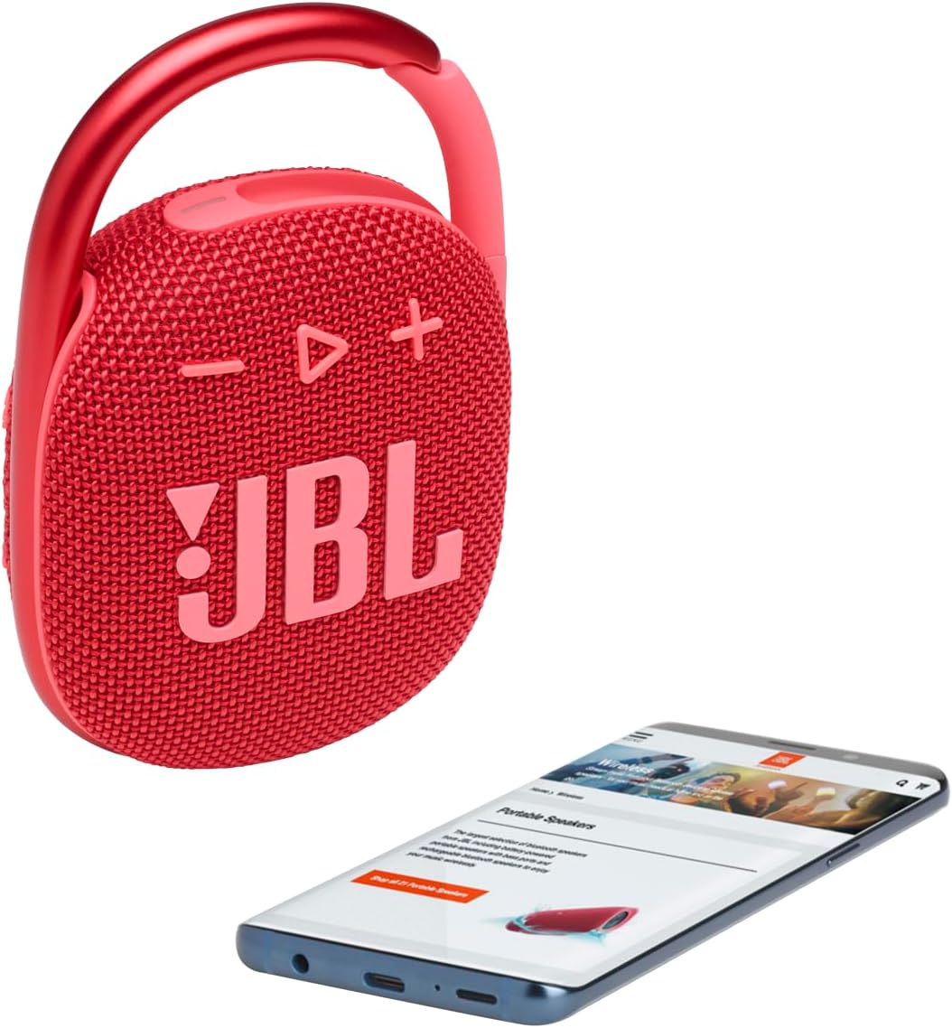 JBL Clip 4 - Portable Mini Bluetooth Speaker, big audio and punchy bass, integrated carabiner, IP67 waterproof and dustproof, 10 hours of playtime, speaker for home, outdoor and travel (Red)-2