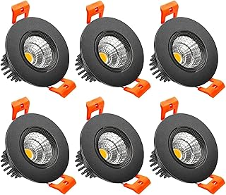 inShareplus 2 Inch LED Downlight, 3W Recessed Lighting COB Dimmable, 3000K Warm White, CRI80, Black Trim, LED Ceiling Lights with LED Driver, 6 Pack