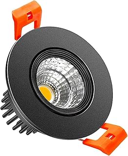 inShareplus 2 Inch LED Downlight, 3W Recessed Lighting COB Dimmable, 3000K Warm White, CRI80, Black Trim, LED Ceiling Lights with LED Driver, 1 Pack