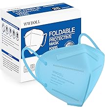 WWDOLL KN95 Face Mask 25 Pack, 5-Layers Breathable Disposable KN95 Masks, Blue