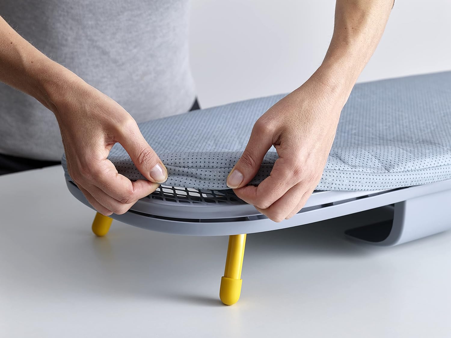 Joseph Joseph Folding Tabletop Ironing Board with Iron Holder, Compact, Space-Saving, Grey/Yellow-9