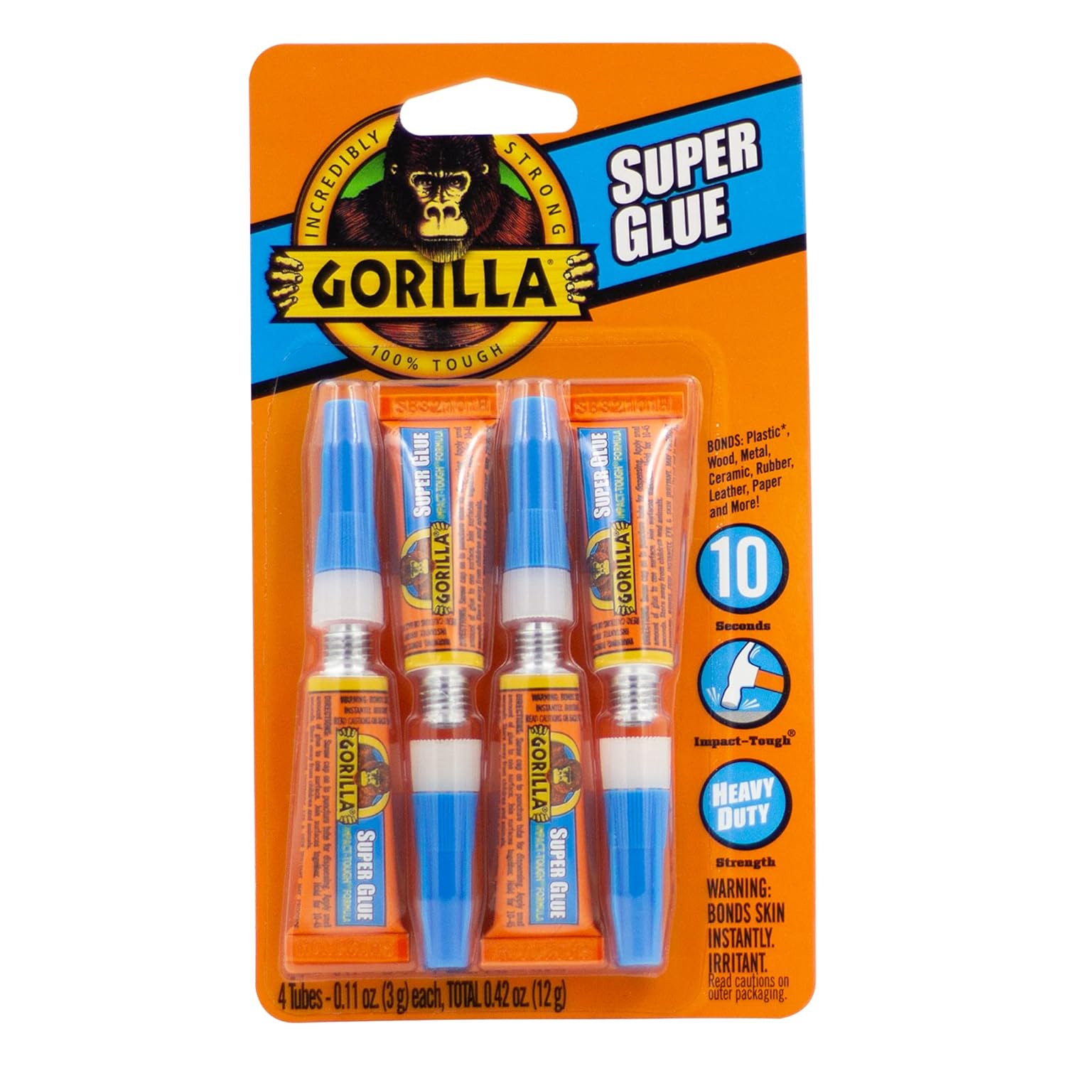 Gorilla Super Glue, Four 3 Gram Tubes, Clear, (Pack of 1)-0