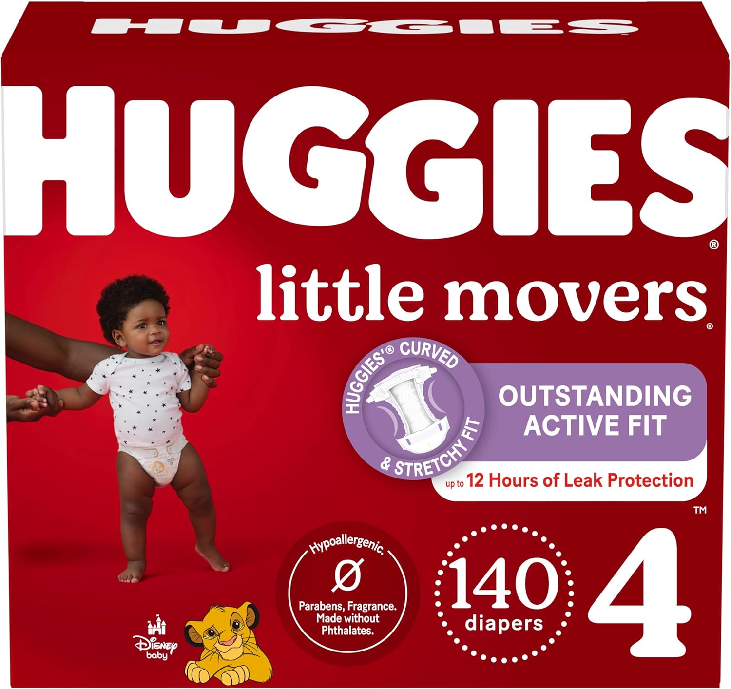 Huggies Size 4 Diapers, Little Movers Baby Diapers, Size 4 (22-37 lbs), 140 Ct (2 Packs of 70)-0